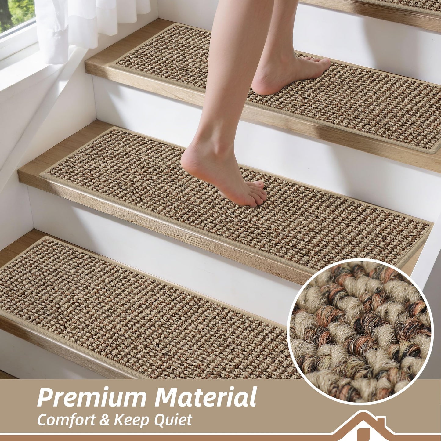 BEQHAUSE Stair Treads for Wooden Steps 28inX9in, Carpet Stair Treads Non Slip Indoor, Machine Washable Stair Runners for Kids Elders and Pets, Carpet for Stair Rugs Mat, TPE Backing, 15pcs, Taupe