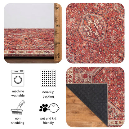 Keen Home Design 2x3 Rug - Machine Washable Entry Rug with Non-Slip Backing, Ideal for Enteryway, Kitchen, Bathroom, Laundry Room - Vintage, Easy Clean, Durable, Low Pile Rug - (2' x 3')