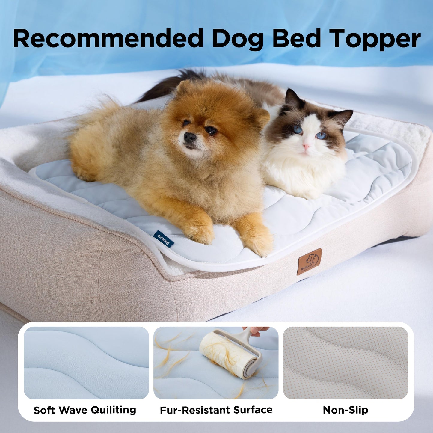 Bedsure Cooling Mat for Large Dogs - Q-Max>0.4 Thin Breathable Cooling Crate Pad Indoor for Pet with Chill Cool Fiber as Cooling Topper，Portable Washable Kennel Mat in Outdoor Summer, 35x23, Blue
