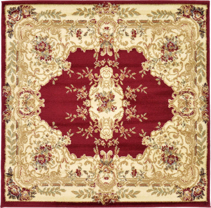 Unique Loom Versailles Collection Traditional Classic Medallion Motif Area Rug (4' 0 x 4' 0 Square, Burgundy/ Ivory)