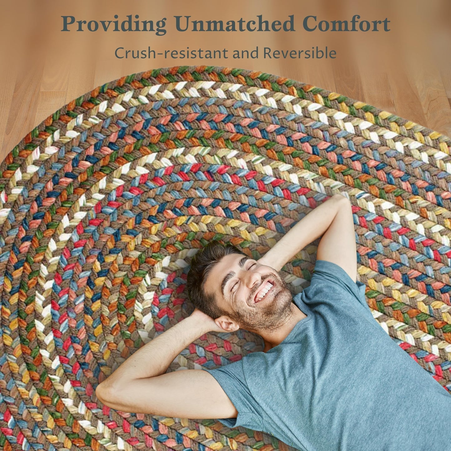 Rhody Rug Country Jewel CJ35 Bronze 7' x 9' Oval - Braided Area Rug, Home Decor, Floor Mat or Bedroom Rug - Easy Care, Ideal for High Traffic Areas in Hallway and Living Room - Made in USA