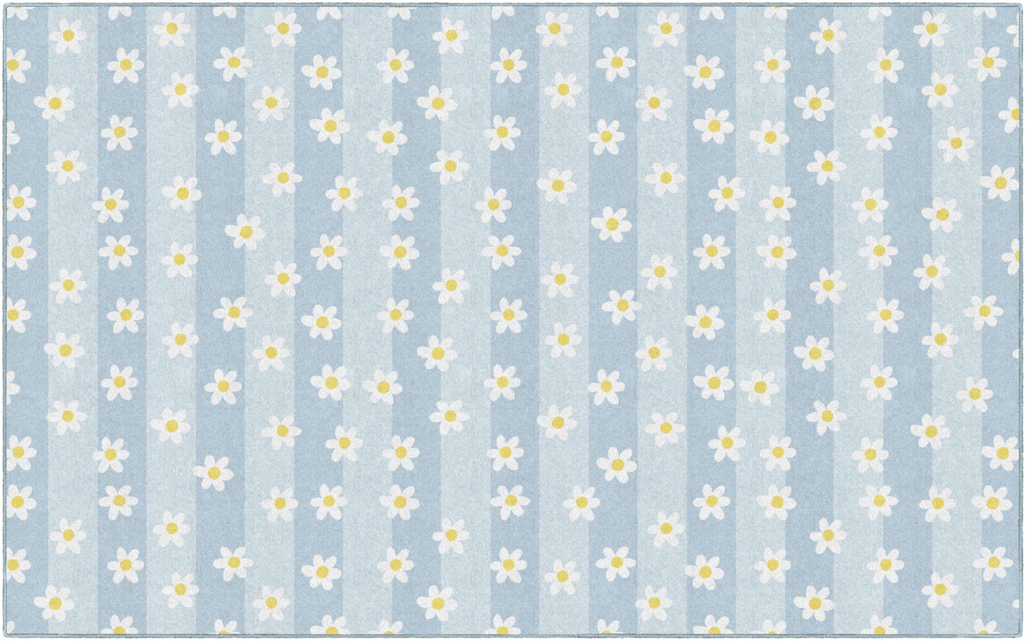 Flagship Carpets Pretty in Pastel Daisies On Blue Stripes Educational Area Rug for Kids Room, Children's Classroom Rug for Teaching and Playroom, 7'6" X 12' - Blue Stripes