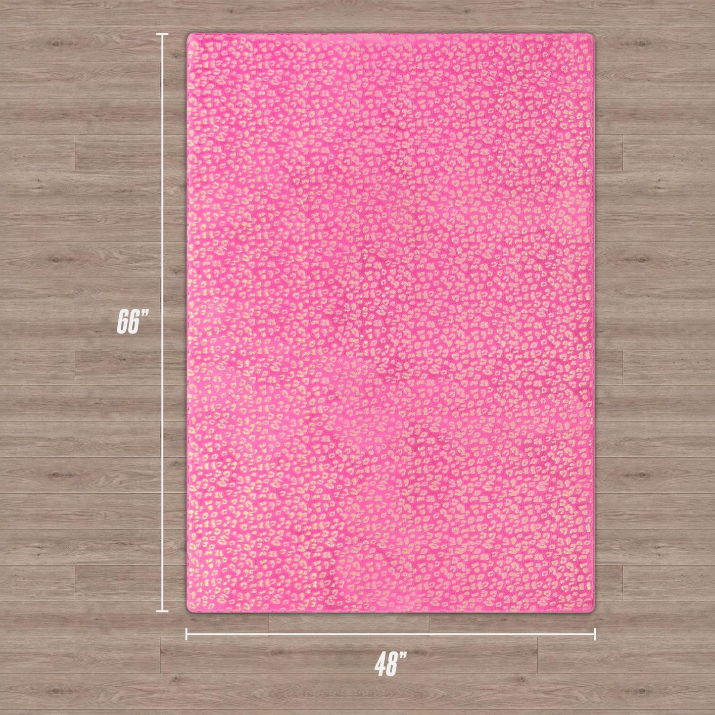 Juicy Couture Metallic Leopard Foil Print Area Rug, Padded with Non-Skid Backing, Hot Pink, 4' x 6'