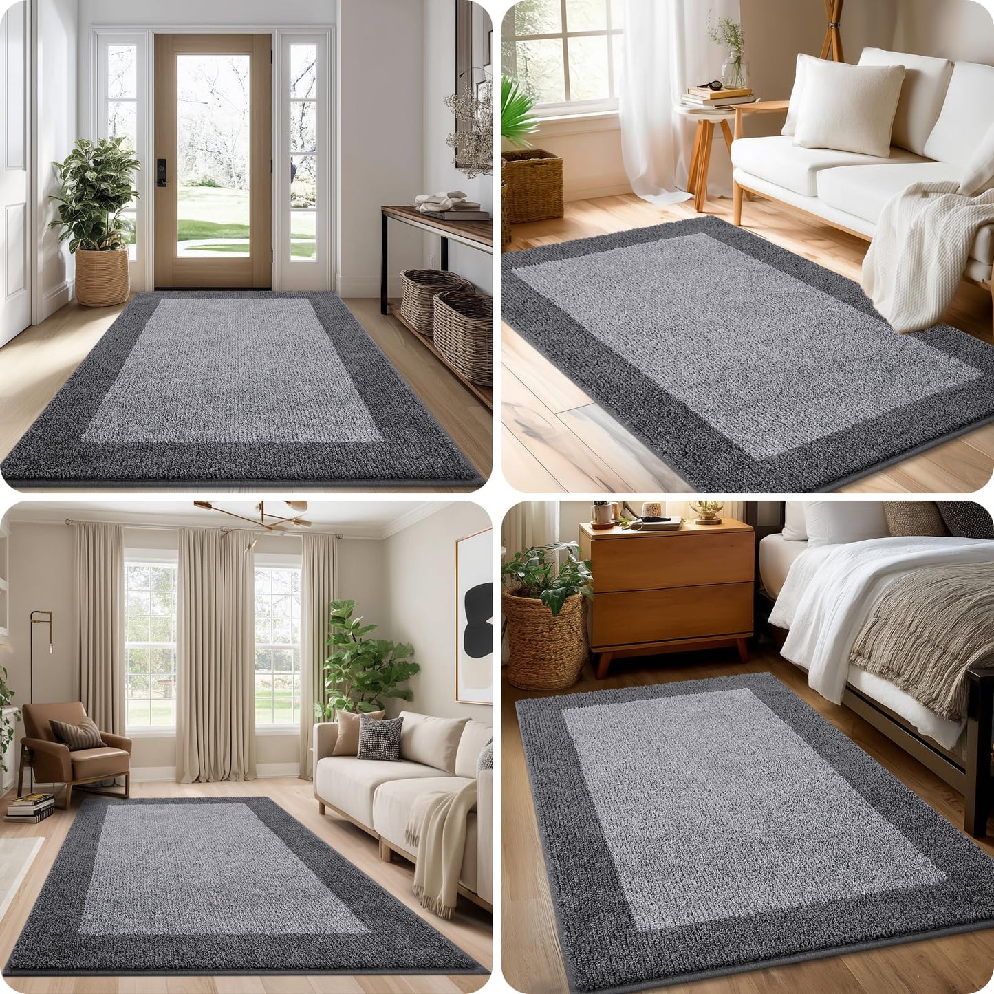 DOMUSTEX Washable Area Rug 48" x 72", Non Slip Kitchen Rug for Floor, Absorbent Entrance Runner Rug for Bedroom, Living Room, (Roll Packing)
