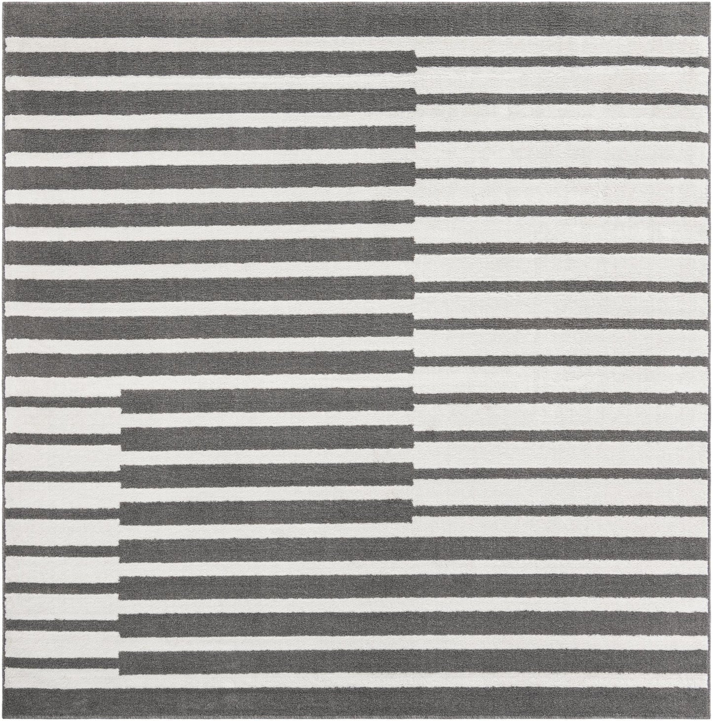 Rugs.com - Oslo Rug – 8 Ft Square Gray Modern Easy-Clean Rug – Geometric Stripe Pattern for Living Rooms, Bedrooms, and Dining Rooms