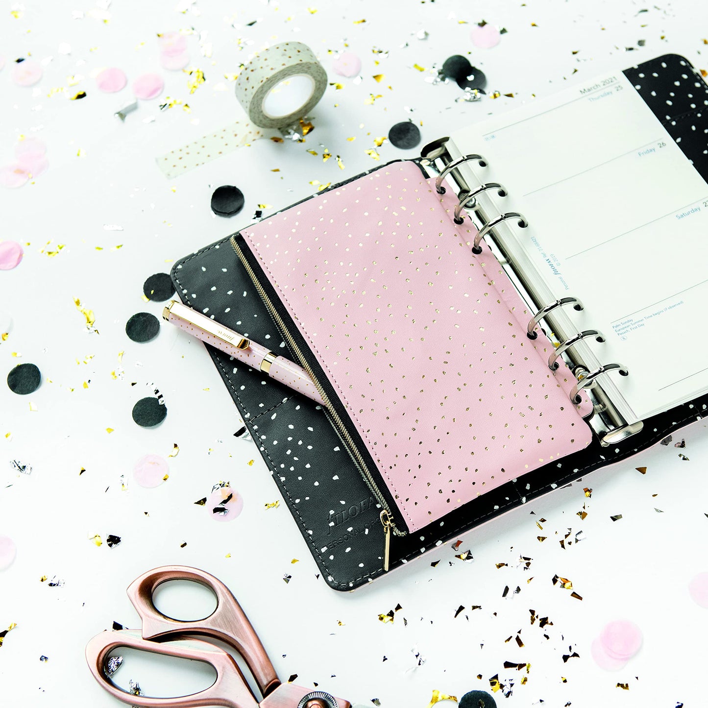 Filofax Accessory, A5/Personal Size Compatible, Zipper Pouch, 6.7" x 4.02", Confetti Collection (B132709)
