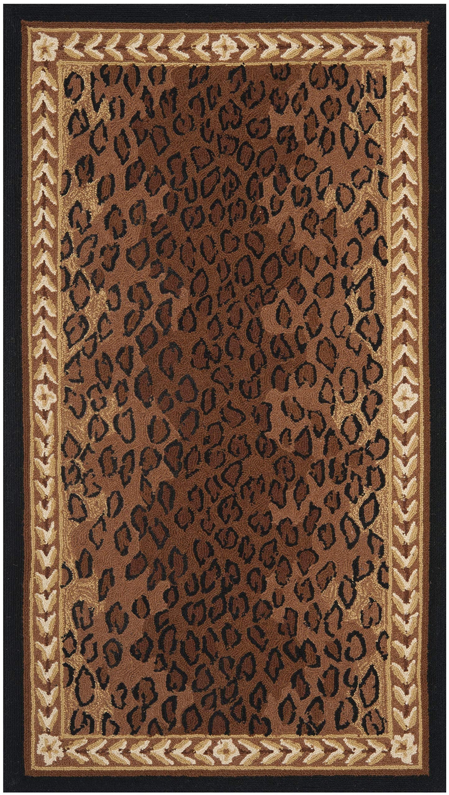 SAFAVIEH Chelsea Collection Accent Rug - 2'6" x 4', Black & Brown, Hand-Hooked Wool, Leopard Pattern, Ideal for Entryway, Foyer, Living Room, Bedroom (HK15A)
