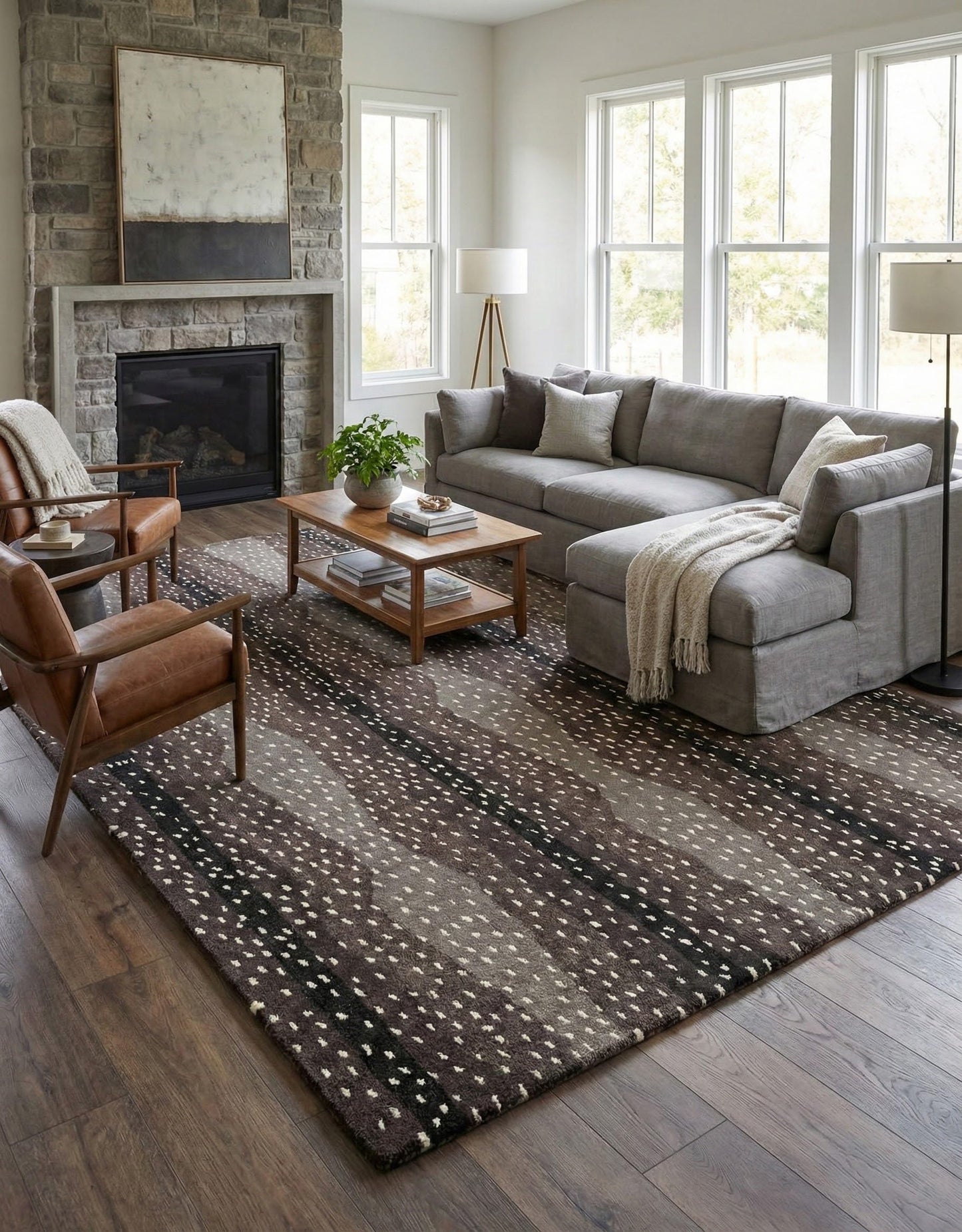 Restoration and Renovation Antelope Cheetah Blue Animal Contemporary Handmade 100% Woolen Area Rugs & Carpets (Mink, 8' x 10')