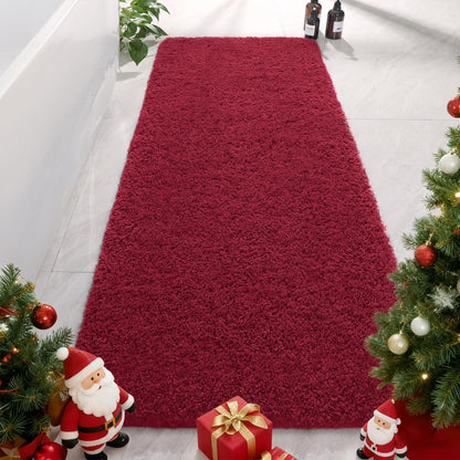 AROGAN Luxury Long Bathroom Runner Rug, 24x60 Inch Thick Soft and Absorbent Microfiber Non Slip Bath Mat, Rubber Backing Christmas Bath Rugs Carpets, Washable Plush Mats for Shower Floor, Red