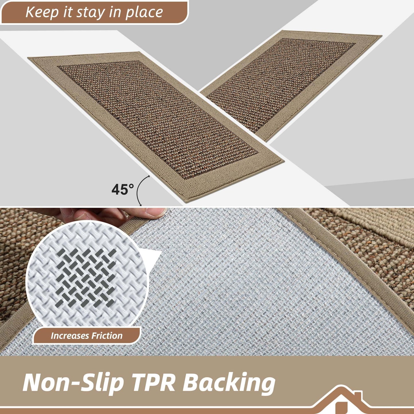 BEQHAUSE Indoor Door Mat 32" x 48", Dirt Trapper Door Mats Non-Slip Entryway Rugs Washable, Trap Dirt Absorbent Welcome Mat, Low Profile Floor Mats for Front Back Door and Entryway, Taupe