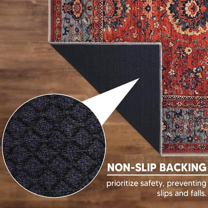 Keen Home Design 6x9 Rug - Machine Washable Area Rug with Non-Slip Backing, Ideal for Living Room, Dining Room, Bedroom - Vintage, Easy Clean, Durable, Low Pile Rug - (6' x 9')
