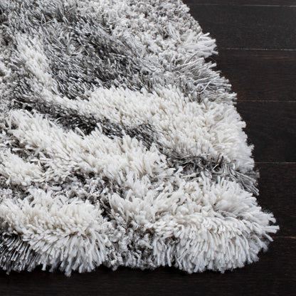 SAFAVIEH Horizon Shag Collection Area Rug - 5'3" x 7'7", Grey & Ivory, Modern Abstract Design, Non-Shedding & Easy Care, 2-inch Thick Ideal for High Traffic Areas in Living Room, Bedroom (HZN890F)