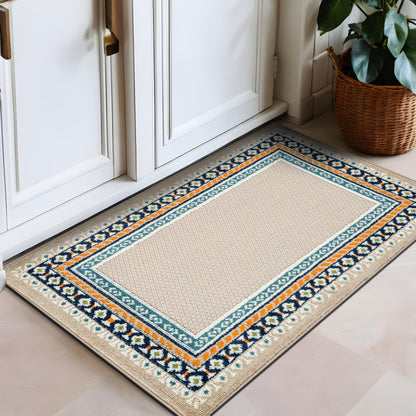 Rugshop Indoor/Outdoor High-Low Textured Area Rug, Coastal Border, Easy-Clean Patio Rug for Porch Deck Balcony 2' x 3' Multi