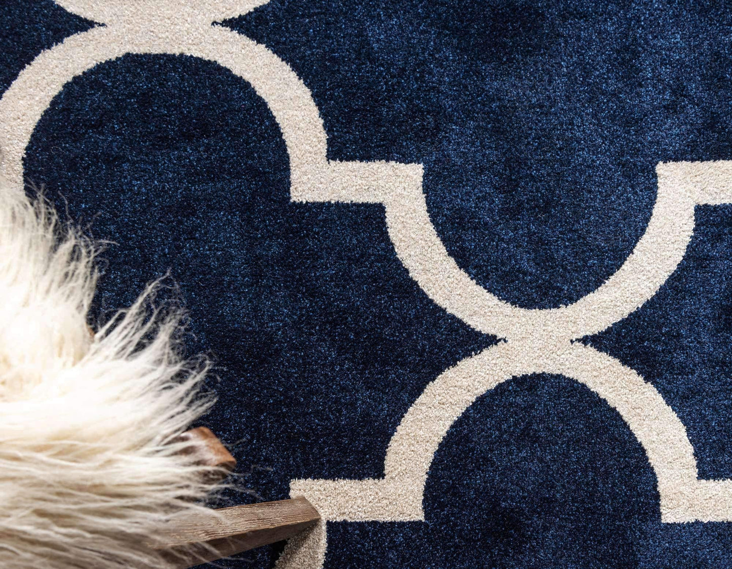 Unique Loom Trellis Collection Modern Morroccan Inspired with Lattice Design Area Rug, Rectangular 6' 0" x 9' 0", Navy Blue/Beige