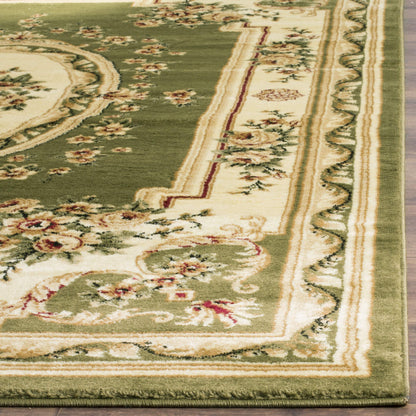 SAFAVIEH Lyndhurst Collection Area Rug - 8' x 11', Sage & Ivory, Traditional European Medallion Design, Non-Shedding & Easy Care, Ideal for High Traffic Areas in Living Room, Bedroom (LNH218B)