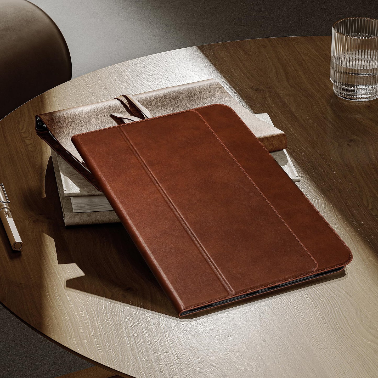 auaua Case for iPad Air 13 inch M4/M3/M2(2026/2025/2024), with Pencil Holder and Pocket, Multiple Viewing Angles, Magnetic Closure, Auto Sleep/Wake (Brown)