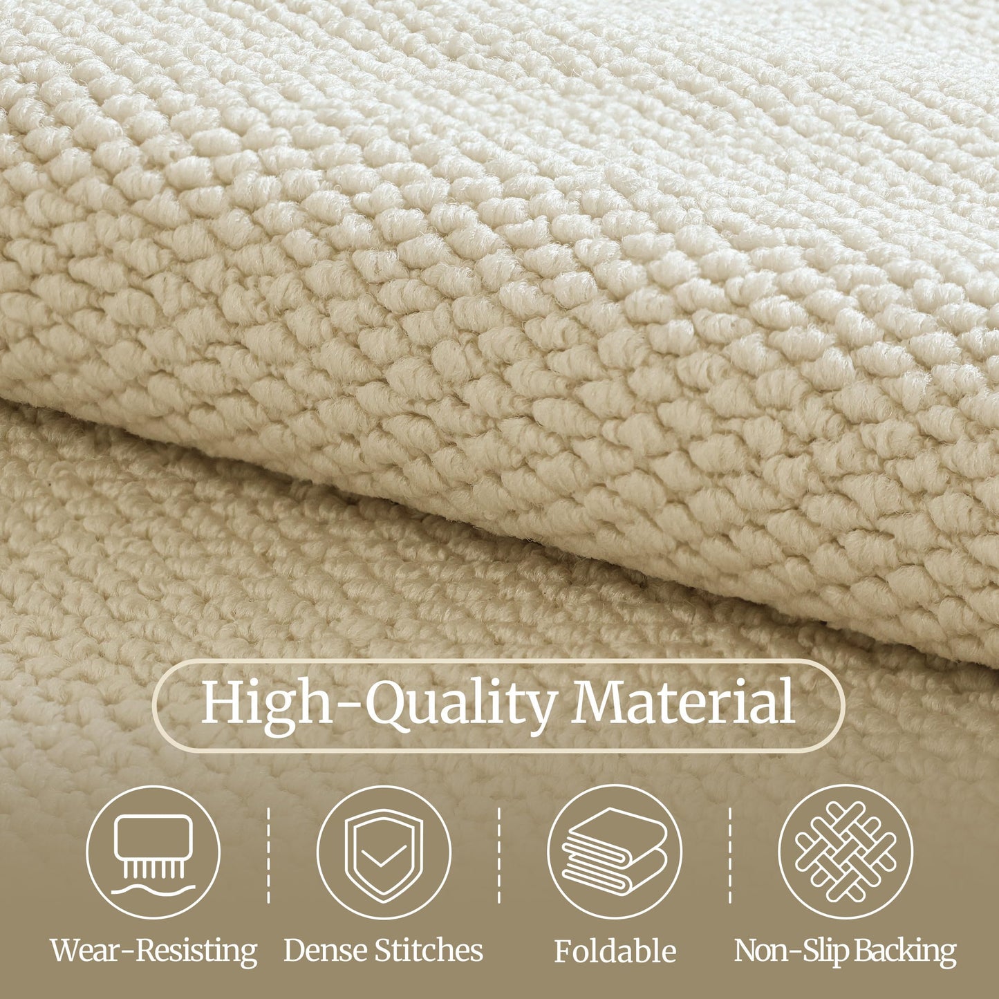 COSOSA Washable Faux Sisal Rug, 6x9 Firm Textured Woven Mat, Indoor-Outdoor Non-Slip Easy-Clean Area Rug, Solid Modern Carpet for Living Room, Bedroom, Kitchen, Entryway, Patio, Cream Beige