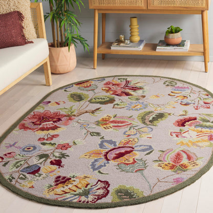 SAFAVIEH Chelsea Collection Area Rug - 4'6" x 6'6" Oval, Sage, Hand-Hooked French Country Wool, Ideal for High Traffic Areas in Living Room, Bedroom (HK331C)
