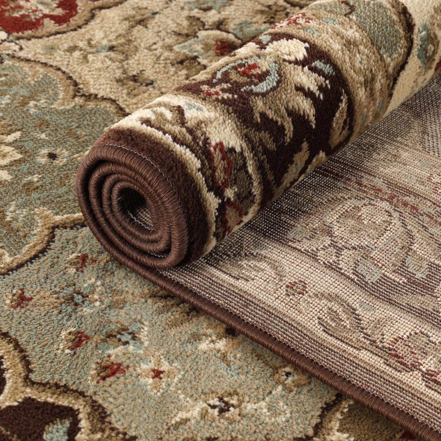 Superior Indoor Runner Rug, Traditional Floral Classic Floor Decor for Bedroom, Entryway, Hallway, Office, Living/Dining, Plush Carpet Cover, Palmyra Collection, 2' 7" x 6', Chocolate