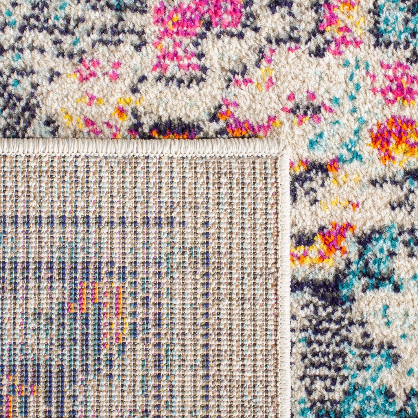 SAFAVIEH Area Rug 8x10 - Madison Collection - Large - Cream & Blue, Boho Chic Distressed Medallion Design, Non-Shedding & Easy to Clean, Ideal for Living Room, Bedroom, Dining Space (MAD473B)