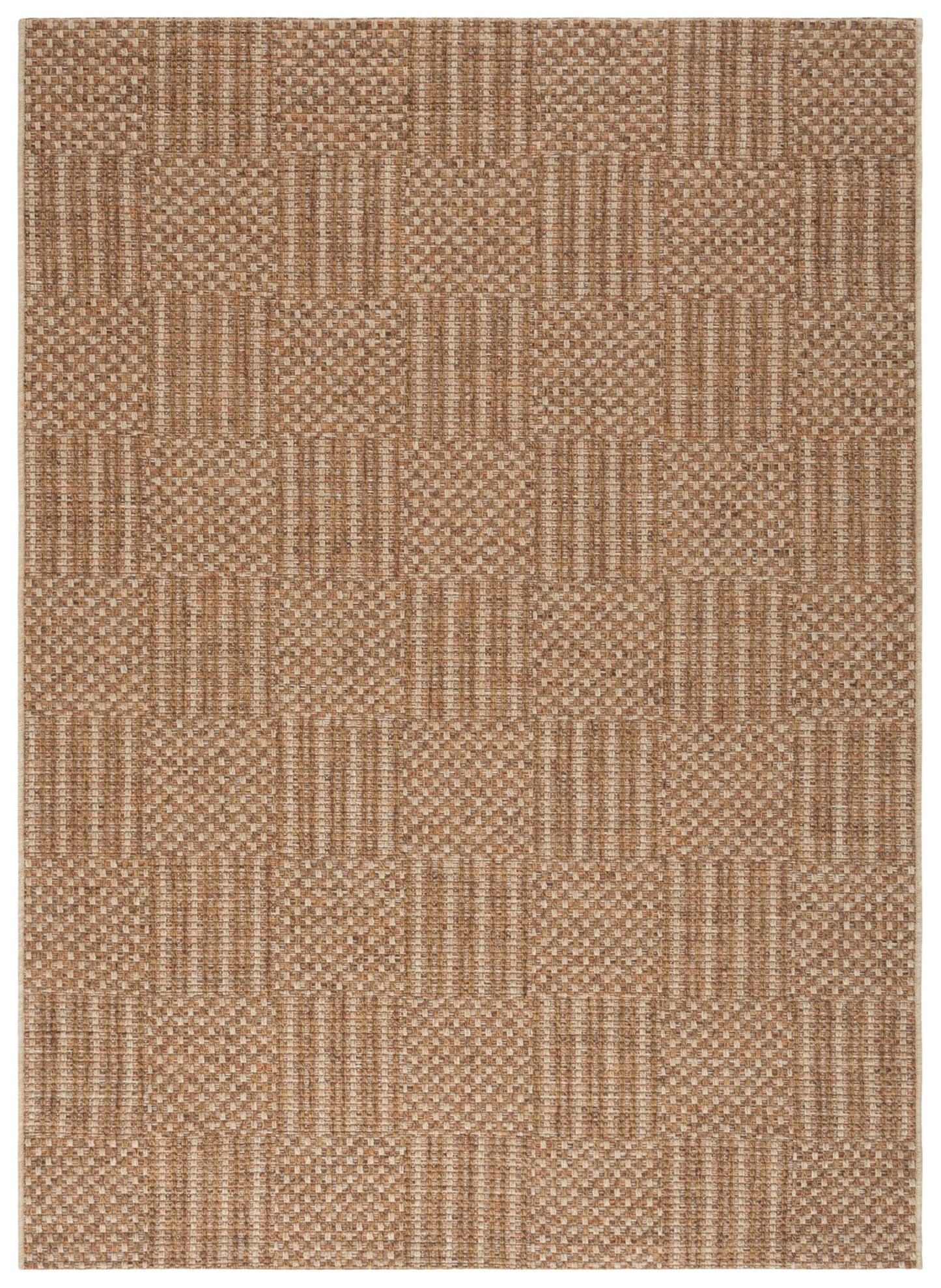 SAFAVIEH Washable Rug Outdoor Sisal All-Weather Collection - 4' x 6', Natural & Brown, Non-Shedding & Easy to Clean, Ideal for Patio, Backyard, Mudroom (SAW648B)