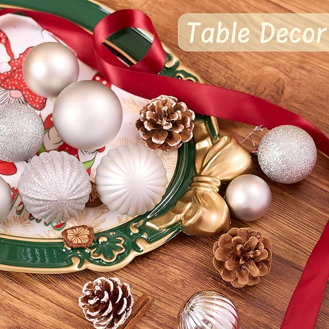 50ct Christmas Balls Ornaments for Xmas Tree, Silver Shatterproof Christmas Tree Decorations Hanging Ball for Holiday Party Decor(1.57"-2.36")