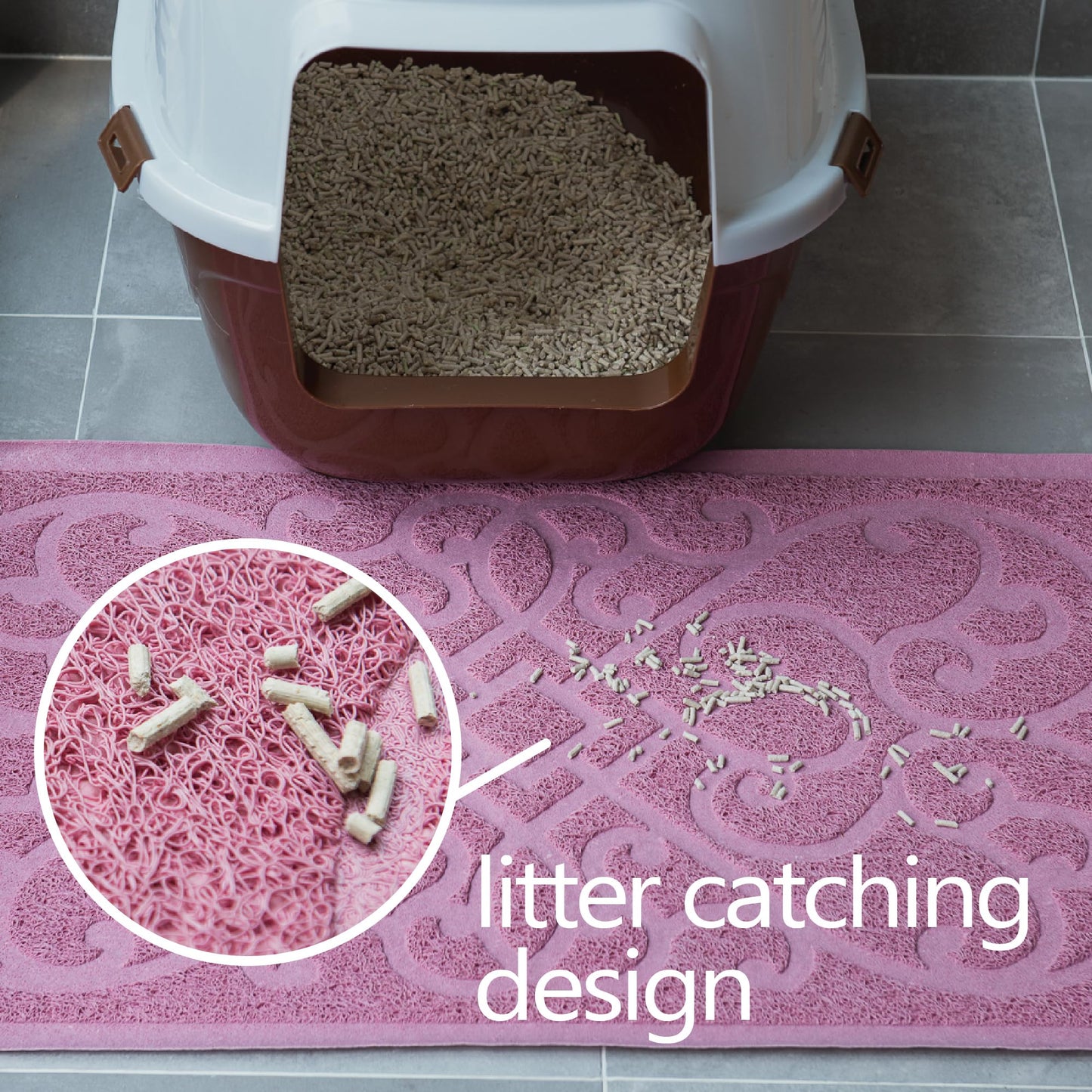 PetLike 2pk 30x18 inch Cat Litter Box Mat, Thick Kitty Litter Trapping Mat, Durable,Waterproof &Washable with Non-Slip Backing, Soft on Kitty Paws and Easy to Clean, BPA Free