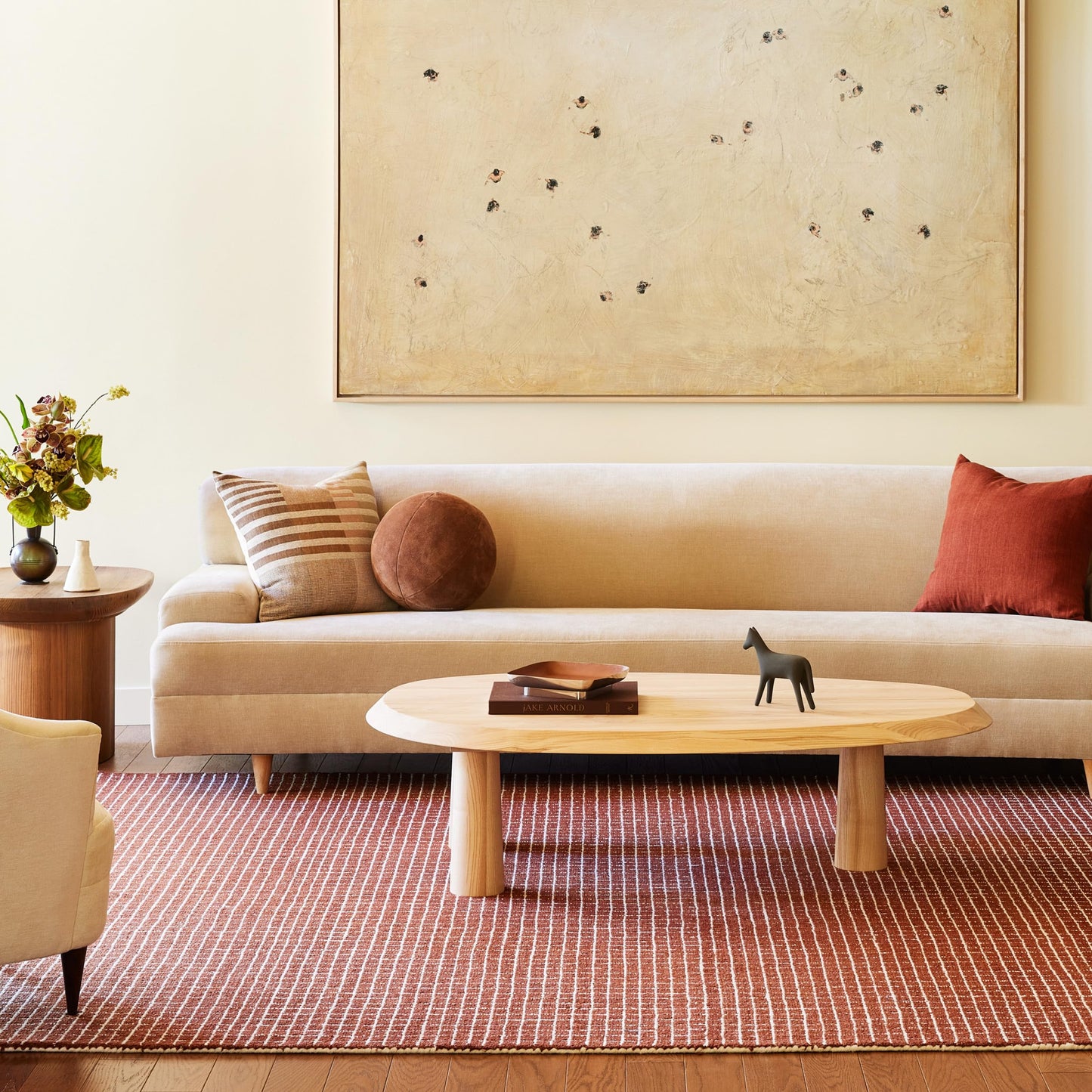 Rugs USA Melrose Chestnut/Ivory, 3' x 5', Handmade, Checked, Wool, Soft and Cozy, High Traffic, Stain Resistant, Easy Clean, Durable Area Rug for Bedroom, Living Room, Dining, Den, Entryway