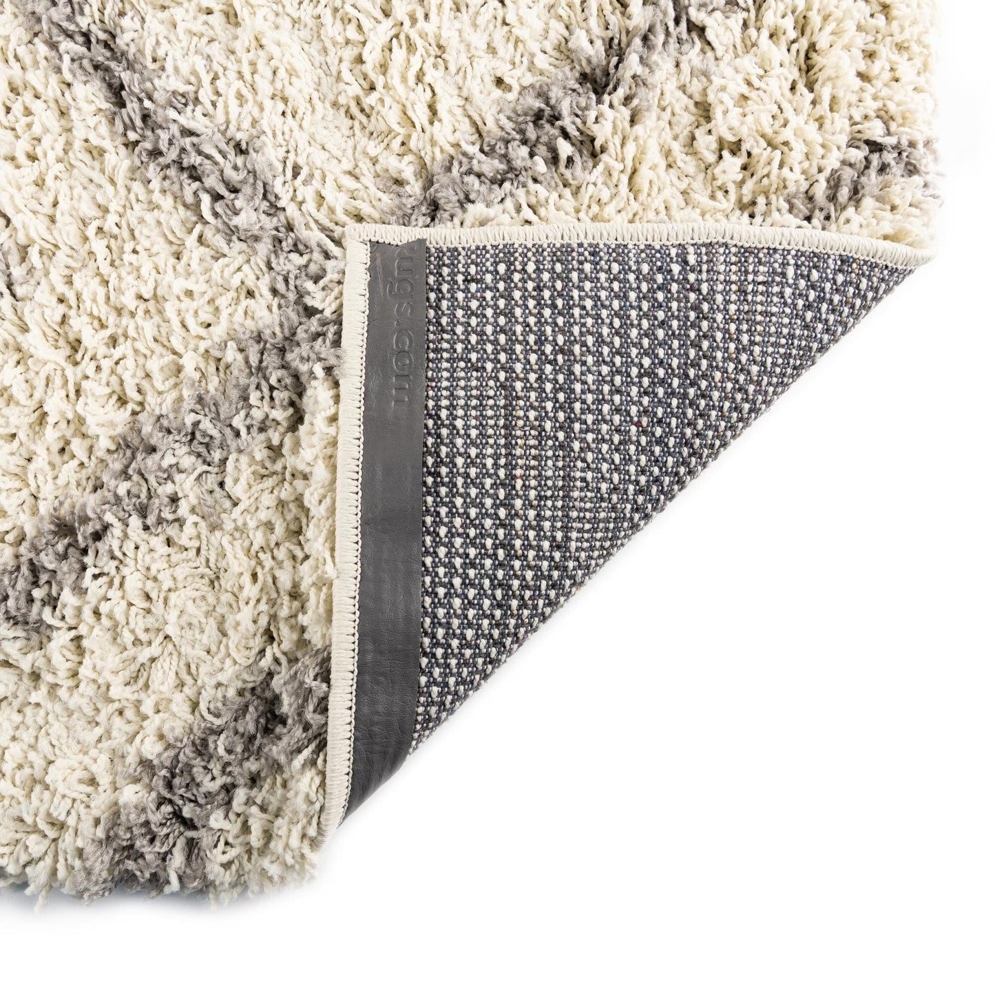 Rugs.com Lattice Shag Collection Rug – 5x8 Ivory Shag-Pile Rug Perfect for Bedrooms, Dining Rooms, Living Rooms