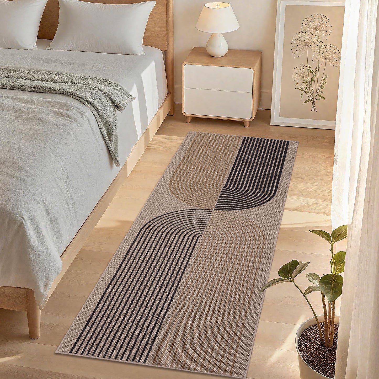 GarveeHome Easy Jute 2x8 Runner Rugs Modern Rainbow Rug for Hallway Kitchen Non Slip Indoor Outdoor Runner Door Mat for Laundry Porch