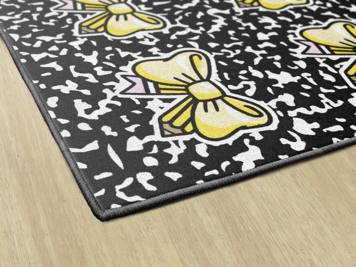 Flagship Carpets School Days Pencil Bow Sit Spots Educational Area Rug for Kids Room, Children's Classroom Rug for Teaching and Playroom, 7'6" X 12'