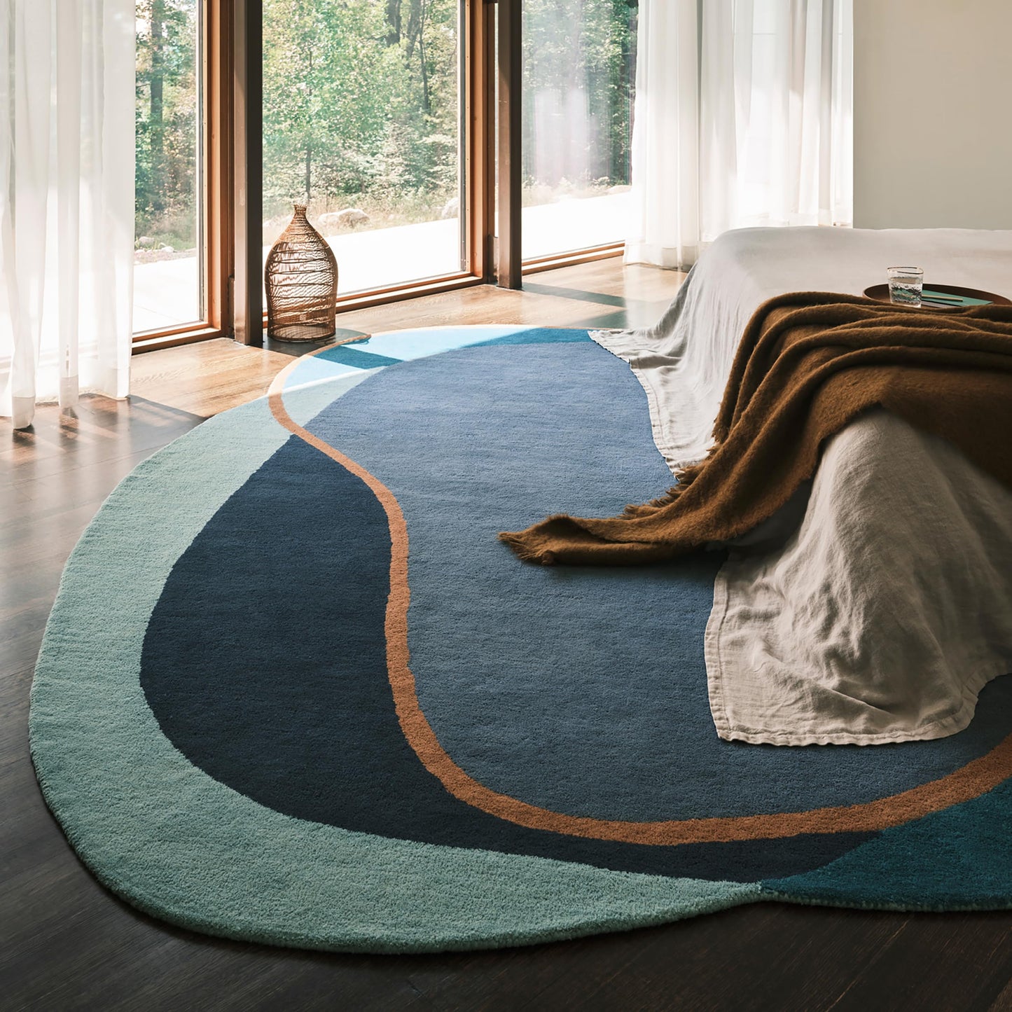 Rugs USA Greenwich Blue Multicolor/Multicolor, 4' x 6', Handmade, Abstract, Wool, Soft and Cozy, High Traffic, Stain Resistant, Easy Clean, Durable Area Rug for Bedroom, Living Room, Dining, Den
