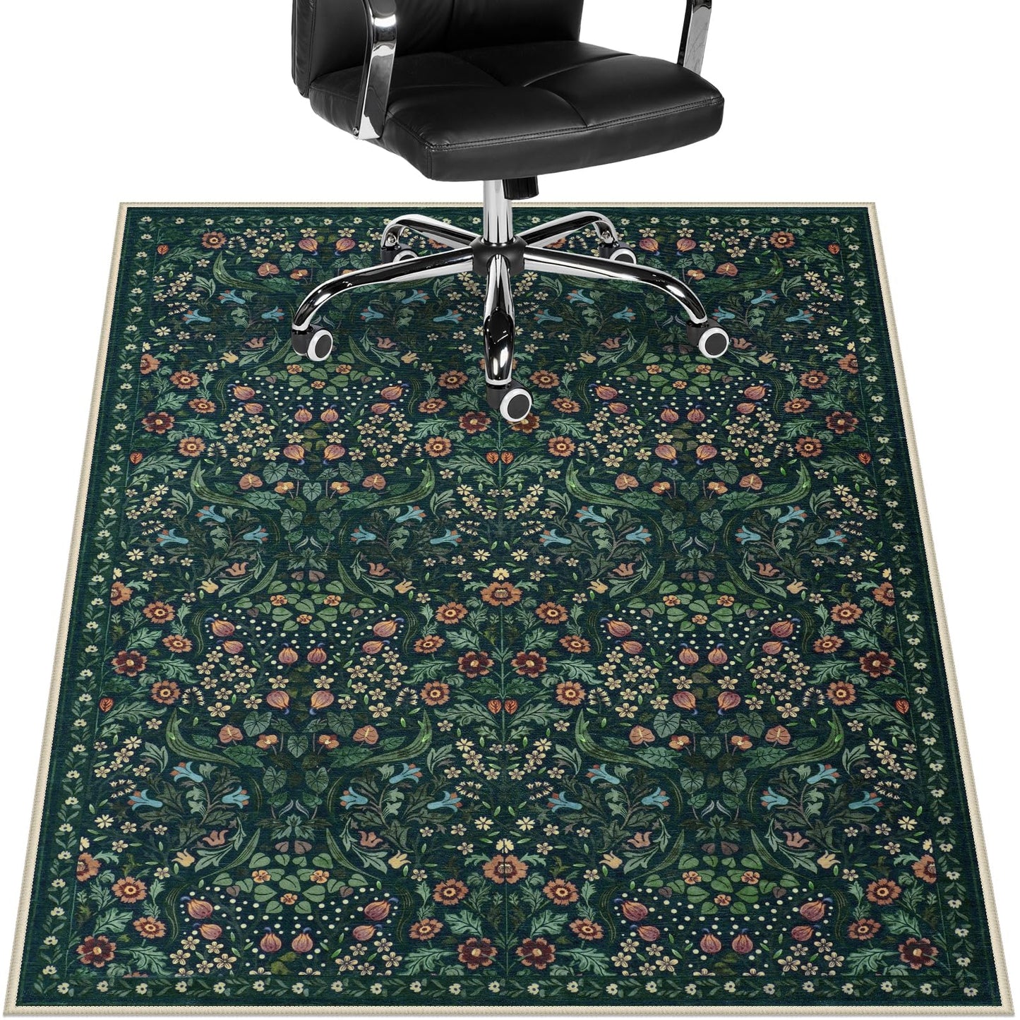 Anidaroel Floral Office Chair Mat for Hardwood Floor, 36"x48" Desk Chair Mat for Hard Floors, Under Desk Rug for Rolling Chair, Anti-Slip Computer Chair Mat, Low Pile Carpet Protector Mat