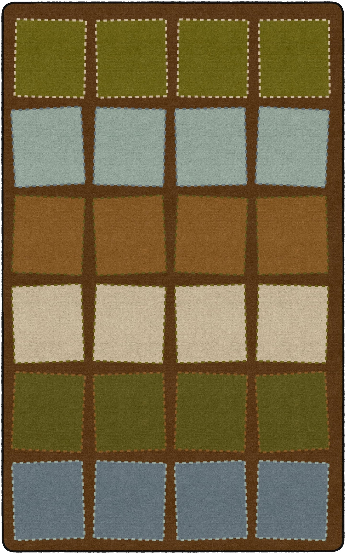 Flagship Carpets Quilted Seating Classroom Educational Area Rug for Kids and Teachers, Durable Quality for Schools, Preschool, Daycare, Learning Centers, and Home, 7'6" x 12' - Earthtone