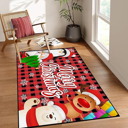 Christmas Area Rug Bedroom Living Room Rugs Xmas Decorative Area Rug Non-Slip Indoor Throw Rug Washable Rug Floor Carpet for Kitchen Nursery,63" X 31"