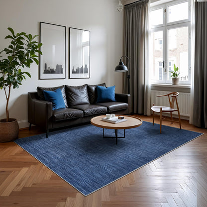 Valenrug Washable Rugs 5x7 - Non Slip 5x7 Area Rugs for Living Room, Stain Resistant Area Rugs for Bedroom, Foldable Machine Washable Area Rug(5'x7', Navy)