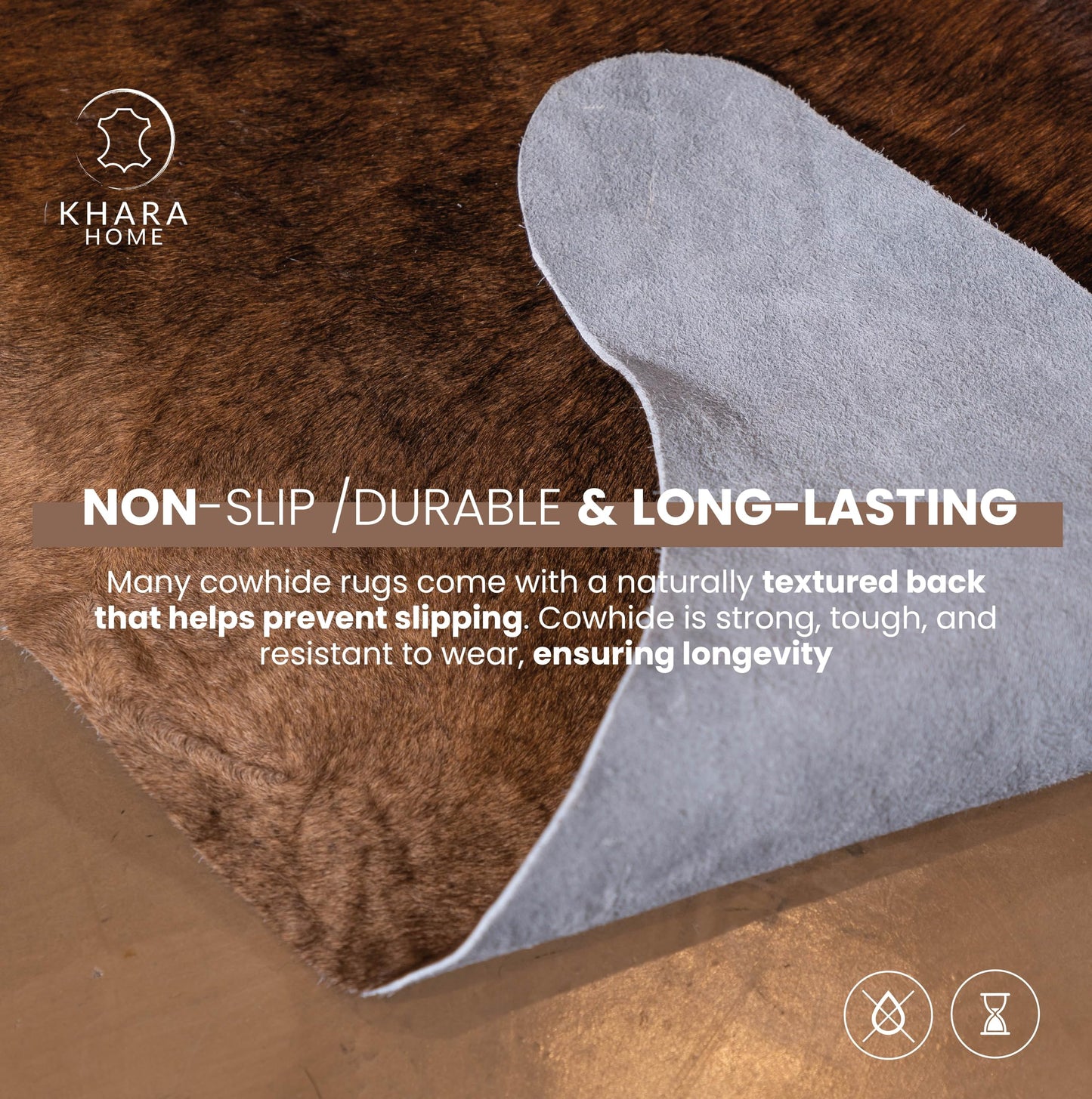 Khara Home Premium 100% Genuine Cowhide Rug Large 5x7 Ft Leather Area Rug for Living Room, Cozy, Unique, and Durable, Western Home Decor – from Argentina (Black, 5 x 7)