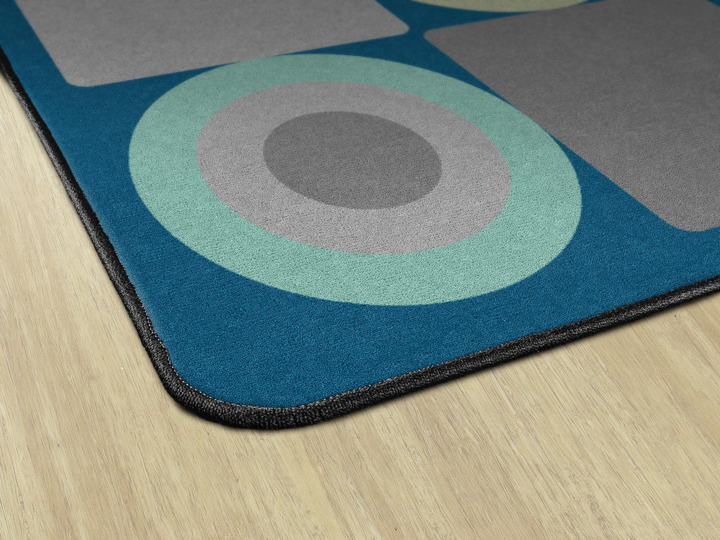 Flagship Carpets Tranquil Squares Classroom Rug for Preschools or Kindergarten, Calming Seating Design Area Rug for Reading Corner Circle Time, Durable Educational Rug for Daycares, 7'6" x 12' - Blue