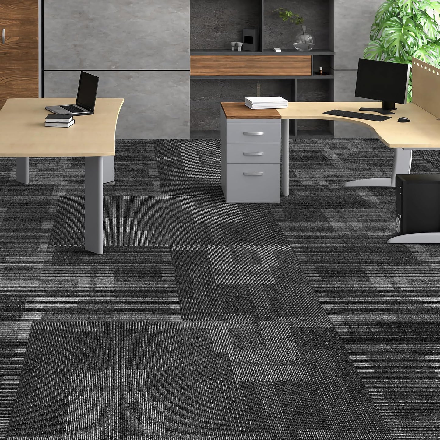 VEVOR Carpet Tiles Reusable, 24 PCS, 24"x 24", Squares Soft Padded Carpet, Carpet Floor Tiles Easy DIY for Bedroom Living Room Indoor Outdoor (Mixed Gray, 96 sqft/Box)