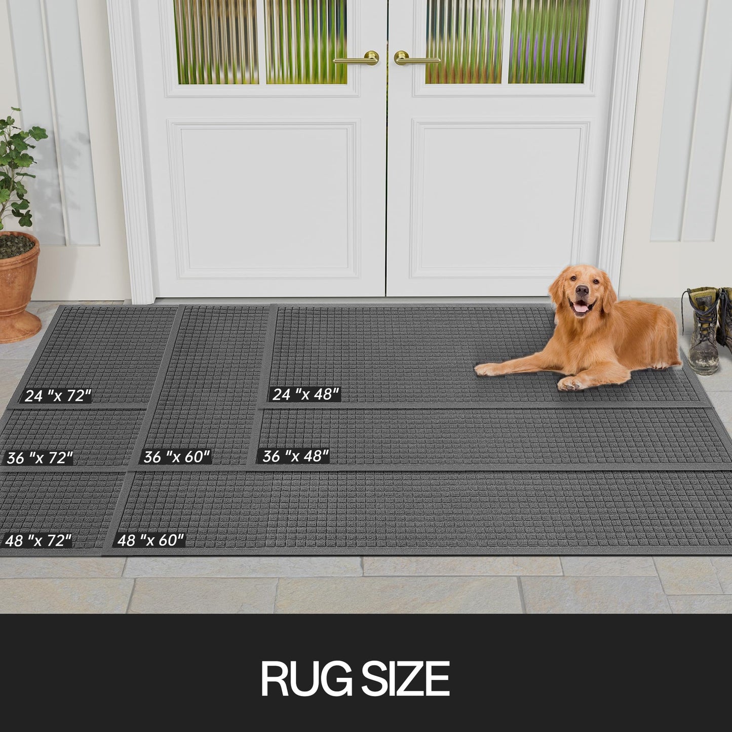 Cybstrax Front Door Mat Indoor Outdoor, 36"x48" Heavy Duty All-Weather Doormat, Non-Slip Waterproof Absorbent Commercial Floor Mat for Garage, Patio, High Traffic Areas