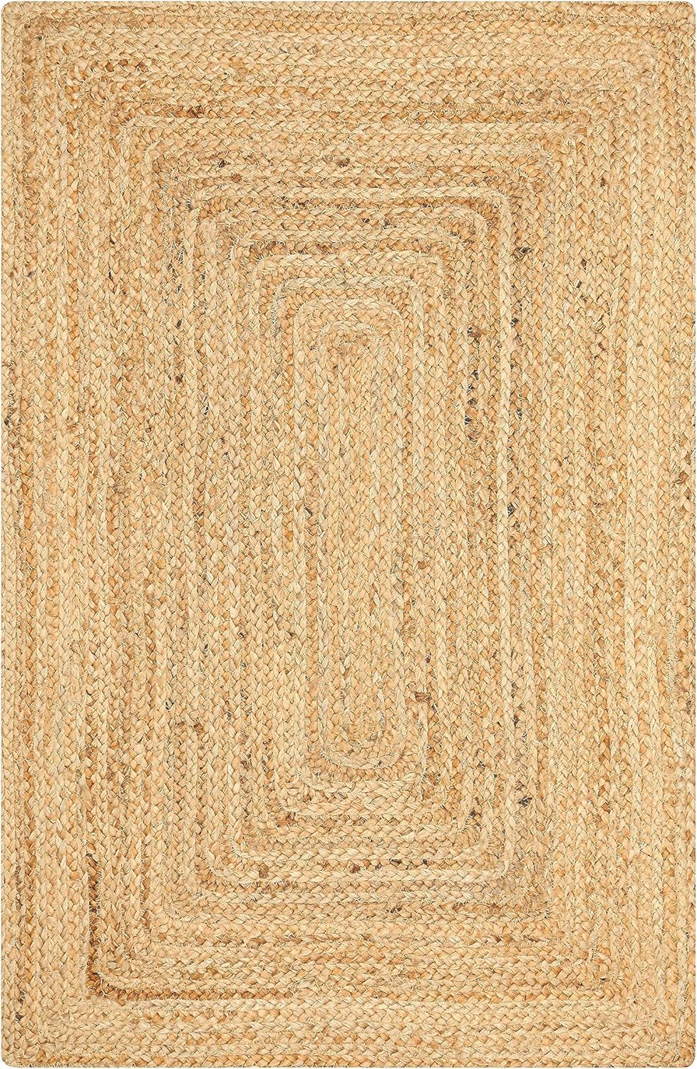 KEMA Handwoven Rectangular Jute Braided Rug 2'x3 ft' – Natural Reversible Farmhouse Boho Rug for Entryway, Kitchen, Living Room & Indoor Outdoor Use