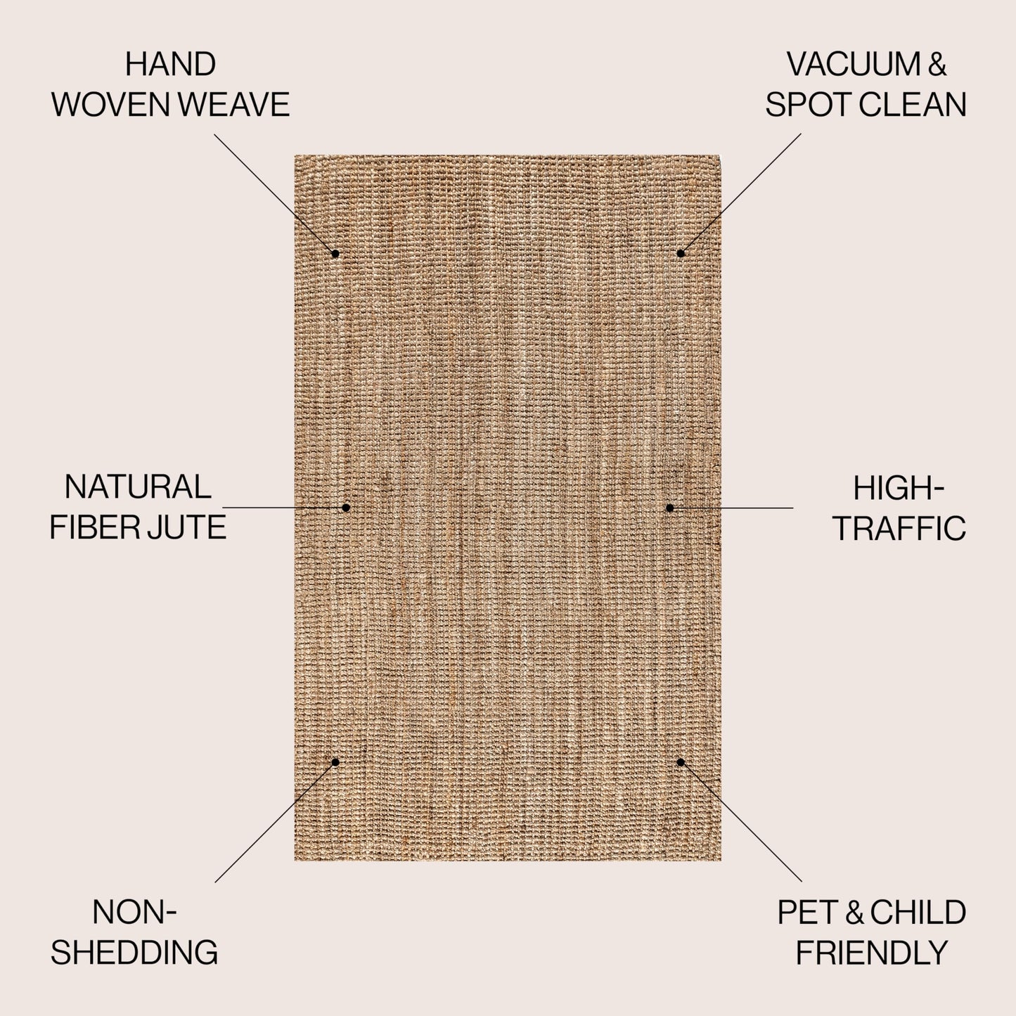 JONATHAN Y Pata Hand Woven Chunky Jute Natural 9x9 Square Indoor Area Rug, Bohemian, Rustic, Cottage, Easy-Cleaning for Living Room, Bedroom, Kitchen, Non-Shedding (NRF102A-9SQ)