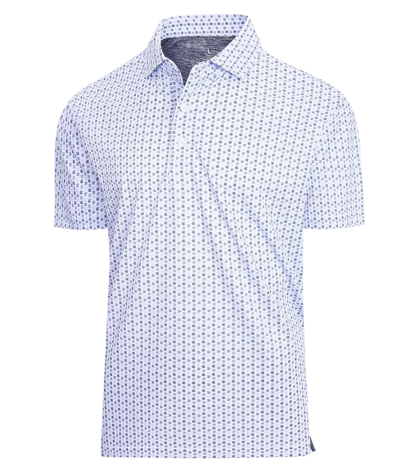 SAMERM Mens Golf Shirts Short Sleeve Dry Fit Performance Moisture Wicking Print Sport Polo Shirts for Men Casual，White U，XL