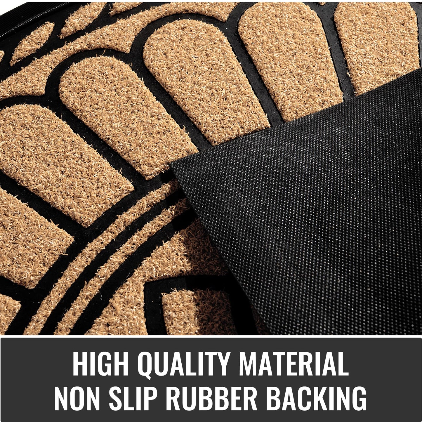 Mibao Front Door Mat Indoor Outdoor Entrance, Semicircular Entrance Mat, Half Round Waterproo Non-Slip Durable Rubber Door Mats, Low Profile Heavy Duty Doormat for Garage, Patio, 30" x 18", Yellow