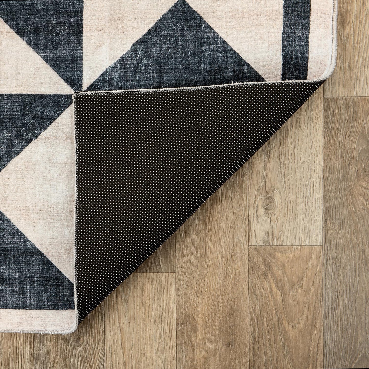 Rugshop Geometric Diamond Washable Non Slip Area Rug 5' x 7' Cream
