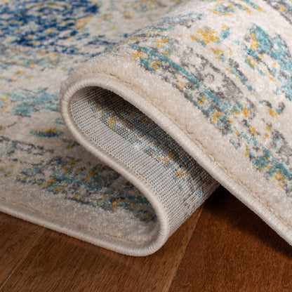SAFAVIEH Area Rug 9x12 - Evoke Collection - Large - Ivory & Blue, Shabby Chic Oriental Medallion Design, Non-Shedding & Easy to Clean, Ideal for Living Room, Bedroom, Dining Space (EVK220C)