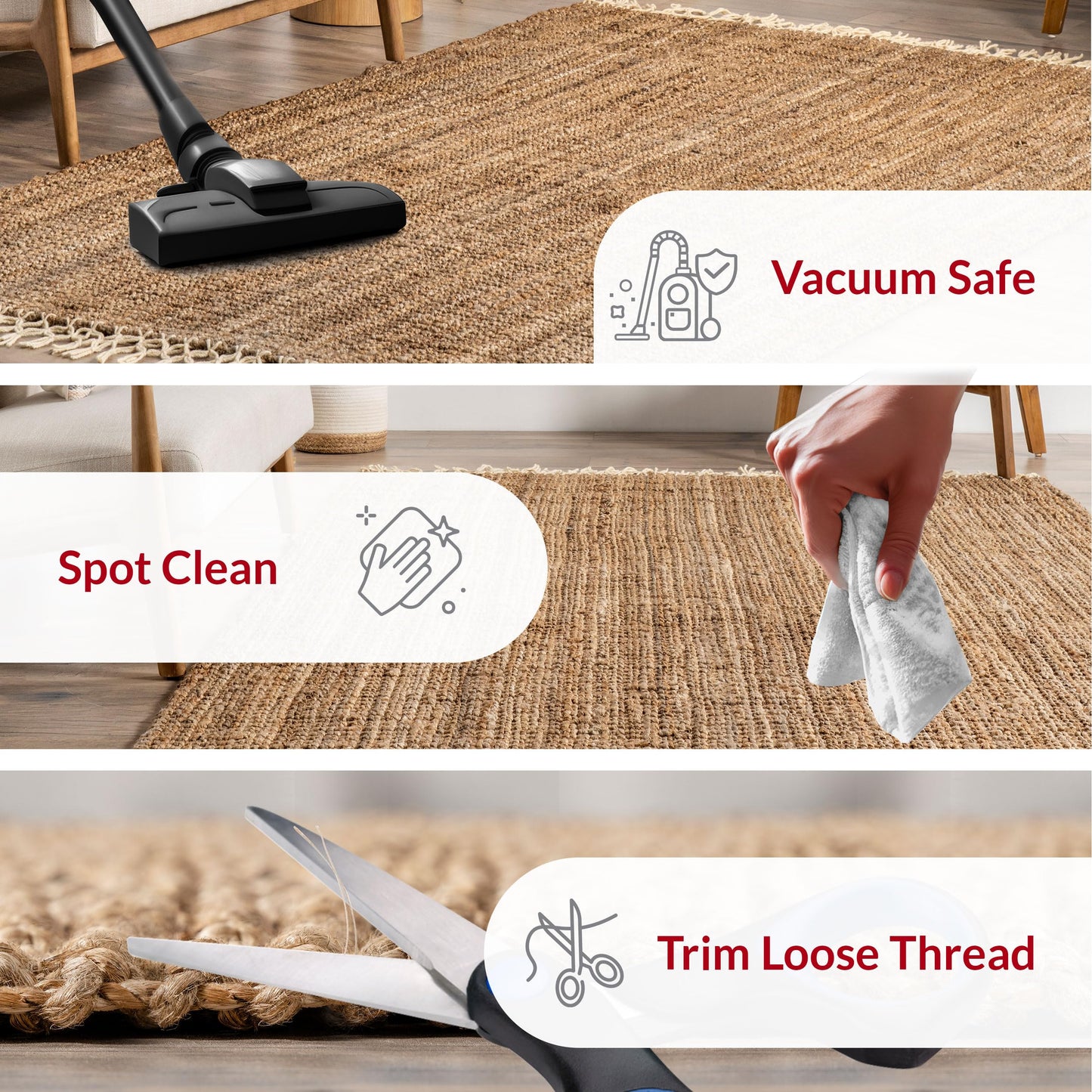 Nuloom Raleigh Natural, 5' x 8', Handmade, Jute & Wool, Soft and Textured, High Traffic, Stain Resistant, Easy Clean, Durable Area Rug for Bedroom, Living Room, Dining Space, Den, Foyer, Entryway