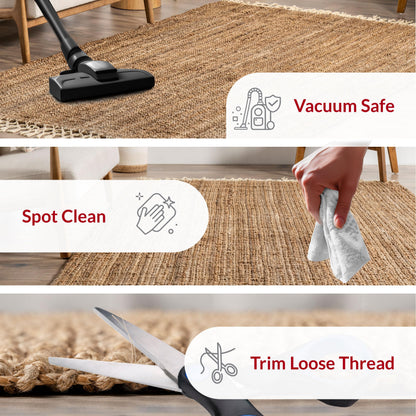 Nuloom Raleigh Natural, 5' x 8', Handmade, Jute & Wool, Soft and Textured, High Traffic, Stain Resistant, Easy Clean, Durable Area Rug for Bedroom, Living Room, Dining Space, Den, Foyer, Entryway