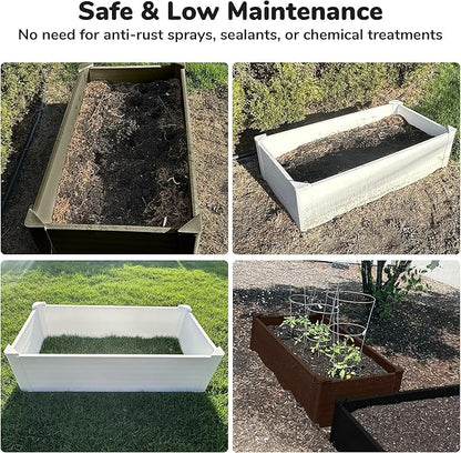 Raised Garden Bed - 2x4 ft Planter Box - White HDPE - No Tools Needed - DIY Kit for Urban Gardening, Flowers, Herbs & Vegetables - Made in The USA