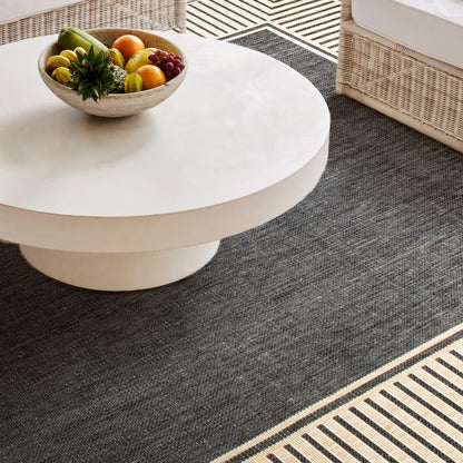Nuloom Asha Dark Grey/Ivory, 2' x 3', Casual, Striped Border, Soft and Cozy, High Traffic, Stain Resistant, Easy Clean, Durable Area Rug for Indoor/Outdoor Patio, Deck, Porch, Garden, Courtyard